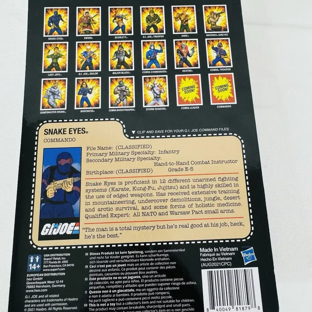 Super7‎ GI Joe Snake Eyes Secret Service ReAction Figures Wave 2 2021